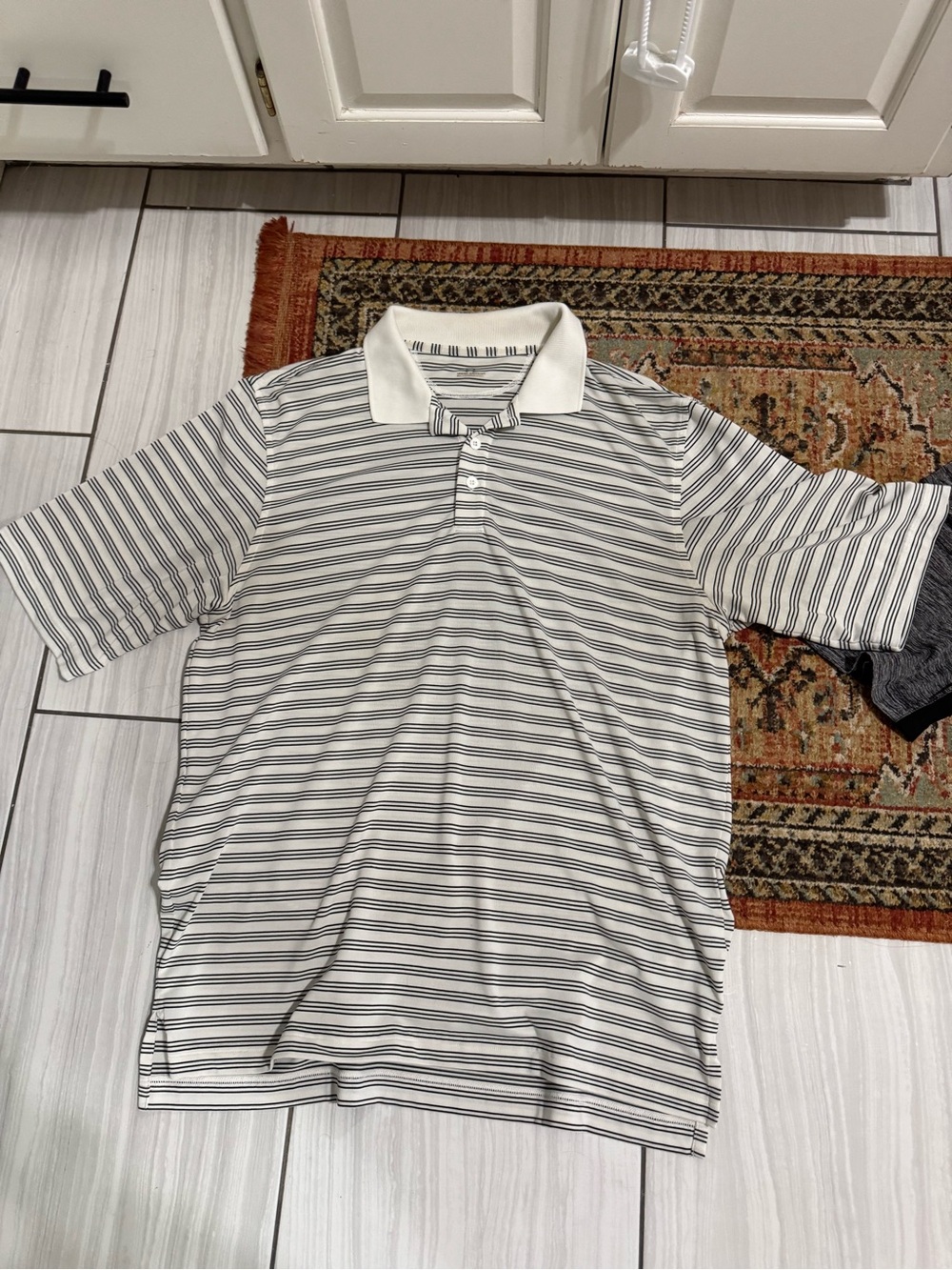 Under Armour White Polo with Black Stripes
